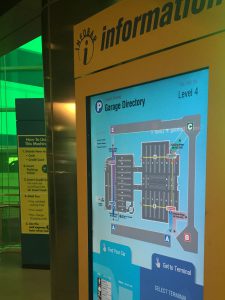 Close up of parking wayfinding kiosk at BOS in Central Parking