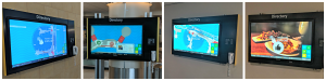 3 images of the SAN wayfinding map in different locations in the airport.