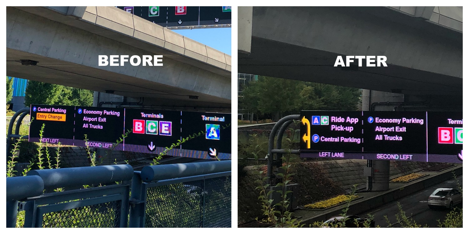 BOS Under roadway signs before and after TNC changes
